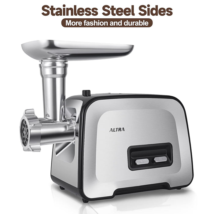 ALTRA LIFE Meat Grinder, Sausage Stuffer, [2800W Max] Electric Meat Mincer with Stainless Steel Blades & 3 Grinding Plates,Sausage Maker & Kubbe Kit for Home Kitchen & Commercial Using (MG090-S)