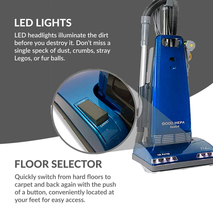 Prolux 9000 Upright Bagged Vacuum Cleaner, Sealed Filtration with On Board Tools and 7 Year Warranty