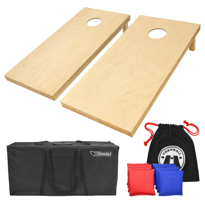 GoSports Solid Wood Premium Cornhole Set - Choose Between 4 ft x 2 ft or 3 ft x 2 ft Game Boards, Includes Set of 8 Corn Hole Toss Bags