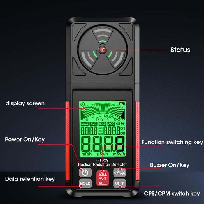 Geiger Counter Nuclear Radiation Detector,Electromagnetic Radiation Gamma X-ray Detection Meter,Portable Radiation Dosimeter with LCD Display