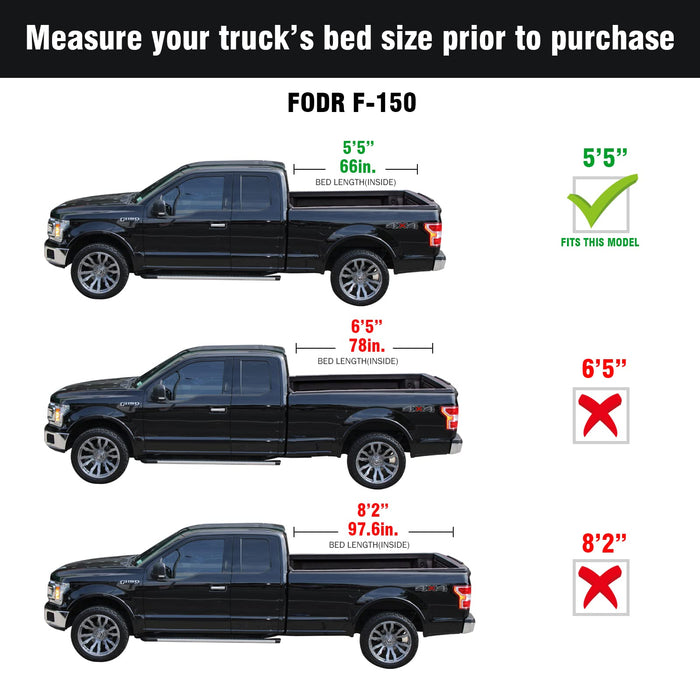 Tutel Hard Shell Folding Truck Bed Tonneau Cover|Fits 2015-2024 Ford F150 5'5"Bed (66")