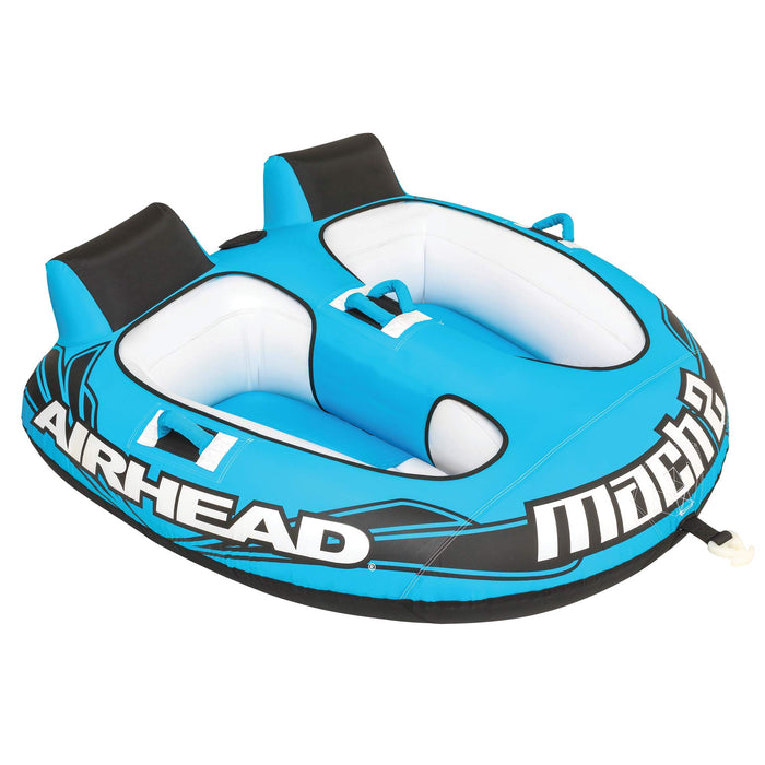 Airhead Mach 2, 1-2 Rider Towable Tube for Boating, 69"L x 69"W, Blue