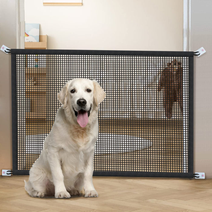 Dog Gate for Stairs Pet Gates for The House: Dogs Screen Mesh Gate for Doorways Stairways Indoor Safety 29 inches Tall, 38 inch Wide