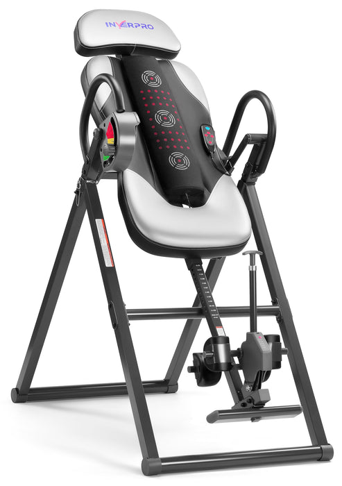 INVERPRO Model A Advanced Heat and Massage Heavy Duty Deluxe Inversion Table,320 lb Capacity,Gray/Black