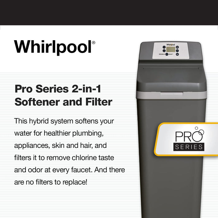 Whirlpool Hybrid Water Softener + Whole House Filtration System (WHESFC Pro Series) | Salt Saving Technology | NSF Certified Water Filter Removes Chlorine