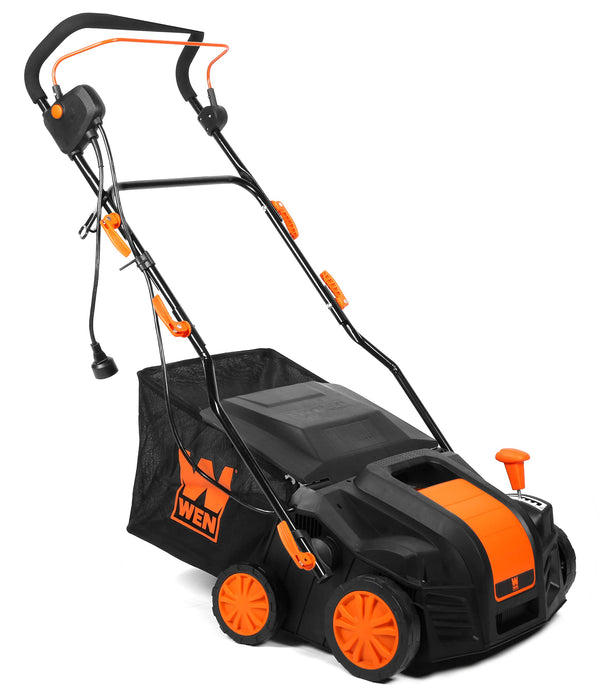 WEN DT1516 16-Inch 15-Amp 2-in-1 Electric Dethatcher and Scarifier with Collection Bag, Black