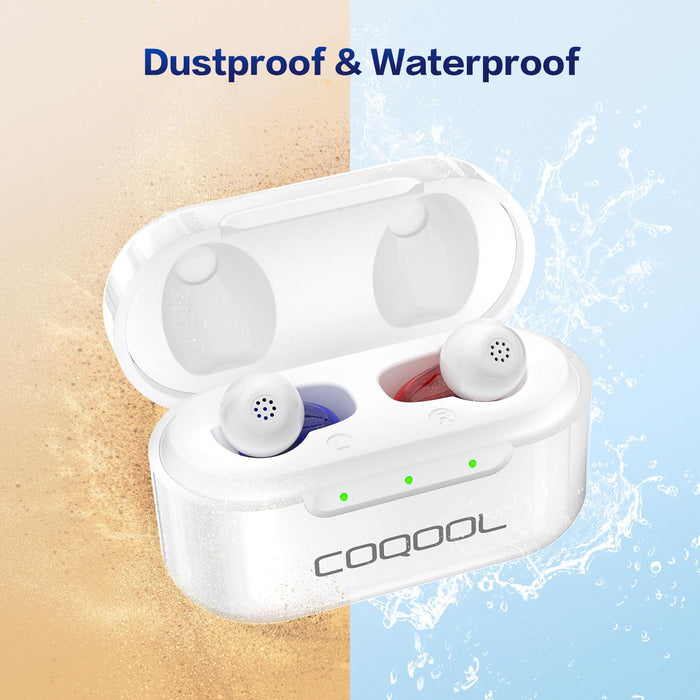 COQOOL Rechargeable Hearing Aids for Seniors with Noise Cancelling, 16-Channels & 4 Modes OTC Hearing Amplifier, Comfort Invisible In-Ear Device with Charging Case for Adult