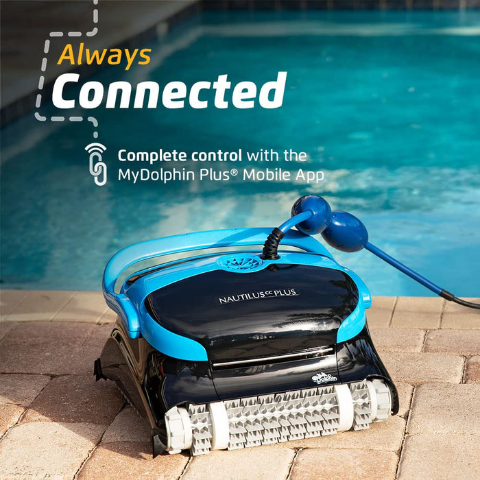 Dolphin Automatic Robotic Pool Vacuum Cleaner, Wall Climbing Scrubber Brush, Smart Navigation, Ideal for In-Ground Pools up to 50 FT in Length - Nautilus CC Plus Wi-Fi