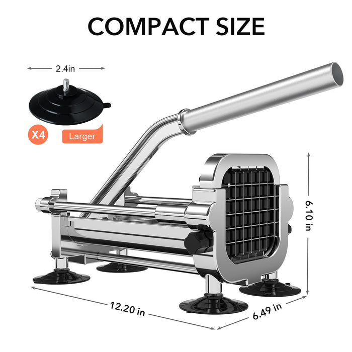 Befano French Fry Cutter, Potato Cutter with 1/2 Inch, 3/8 Inch and 1/4 Inch Blades, Commercial Stainless Steel French Fries Slicer for Whole Potatoes, Carrots, Cucumbers.