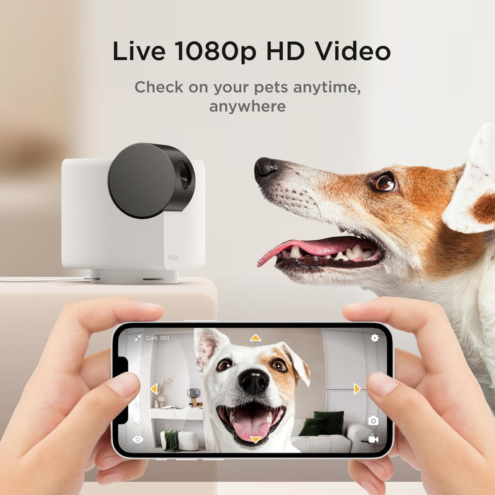 Petcube Cam 360 Camera Interactive WiFi Pet and Home Security Pan-Tilt Camera with Phone App, 1080p HD Video, 360° Rotation, Night Vision, AI Alerts