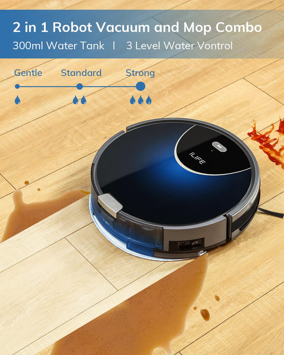 ILIFE V80 Max Mopping Robot Vacuum and Mop Combo - 2000Pa Suction Wi-Fi Automatic Vacuum Cleaner Robot Works with Alexa - 750ml Dustbin Robotic Vacuum Cleaner for Pet Hair Hardwood Floors Carpet