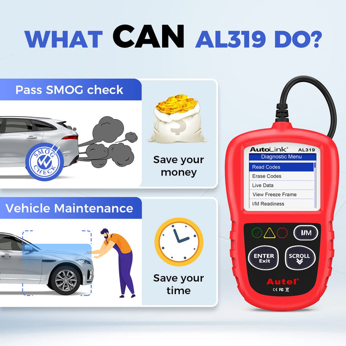 Autel Professional OBD2 Scanner AL319 Code Reader, Enhanced Check and Reset Engine Fault Code, Live Data, Freeze Frame, CAN Car Diagnostic Scan Tools for All OBDII Vehicles After 1996, 2024 Upgraded