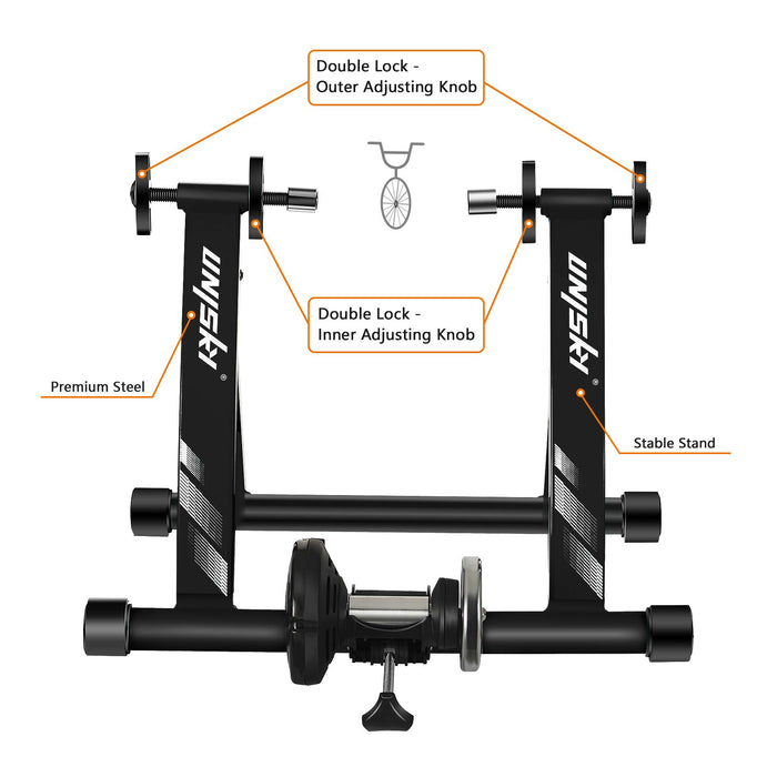 Unisky Bike Trainer Stand Indoor Bicycle Stand with Noise Reduction Magnetic Stationary Stand fits for 26-28inch, 700C Wheel