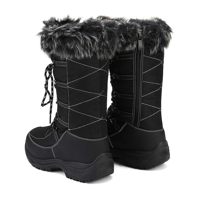 DREAM PAIRS Women's Warm Faux Fur Lined Mid-Calf Winter Snow Boots,Size 9,BLACK,MAINE