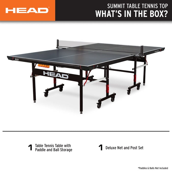 HEAD Summit USA Indoor Table Tennis Table, Competition Grade Net, 10 Minute Easy Set Up – Ping Pong Table with Playback Mode