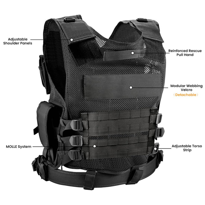 Marmot Tactical Vest Durable Mesh Vest with Detachable Belt & Holster for Subcompact/Compact/Standard Pistol