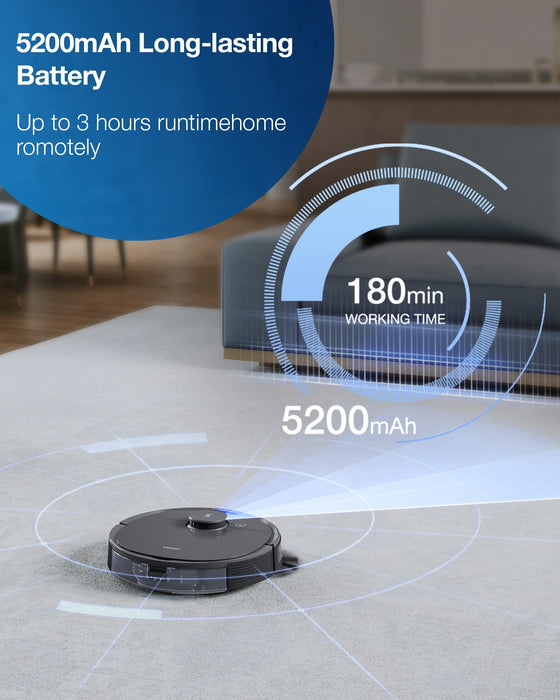 Ecovacs Deebot T8 Robot Vacuum and Mop Cleaner, Precise Laser Navigation, Multi-floor Mapping, Intelligent Object Avoidance, Full-customize clean, No-go and No-mop Zones, Auto-empty Station Compatible