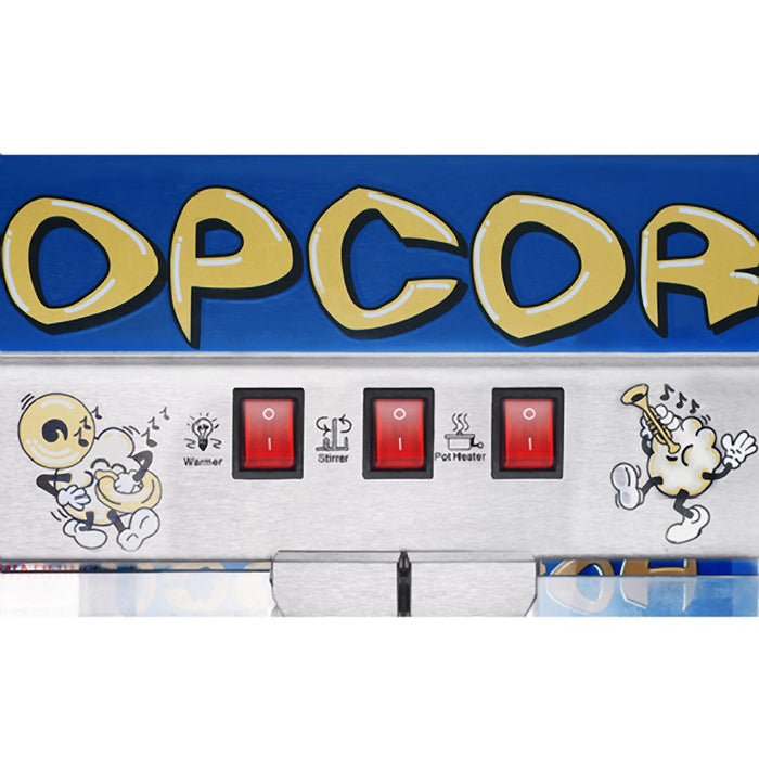 Pop Heaven Popcorn Machine - 12oz Stainless-Steel Kettle, Reject Kernel Tray, Warming Light, and Accessories by Great Northern Popcorn (Blue)