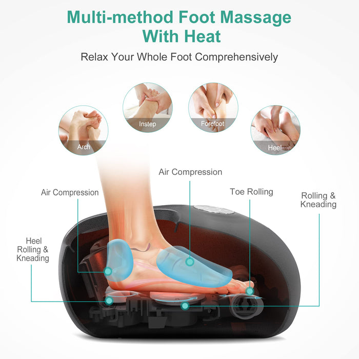 Medcursor Foot Massager with Heat, Shiatsu Deep Kneading Machine, Smart APP Mobile Control, Delivers Relief for Tired Muscles and Plantar, Multi-Level Settings & Adjust for Home and Office Use