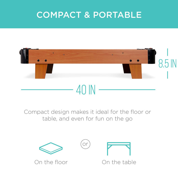 Best Choice Products 40in Portable Tabletop Air Hockey Arcade Table for Game Room, Living Room w/ 100V Motor, Powerful Electric Fan, 2 Strikers, 2 Pucks