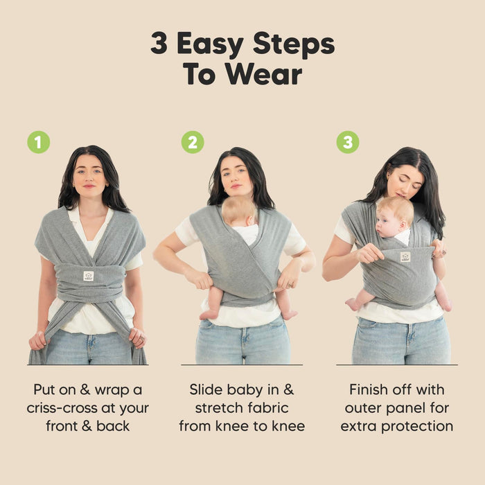 KeaBabies Baby Wrap Carrier - All in 1 Original Breathable Baby Sling, Lightweight,Hands Free Baby Carrier Sling, Baby Carrier Wrap, Baby Carriers for Newborn, Infant,Baby Wraps Carrier (Classic Gray)