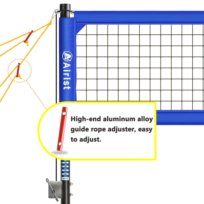 Airist Heavy Duty Volleyball Net Outdoor with Steel Anti-Sag System, Adjustable Aluminum Poles, Professional Volleyball Nets Set for Backyard and Beach, Volleyball and Carrying Bag (Blue)