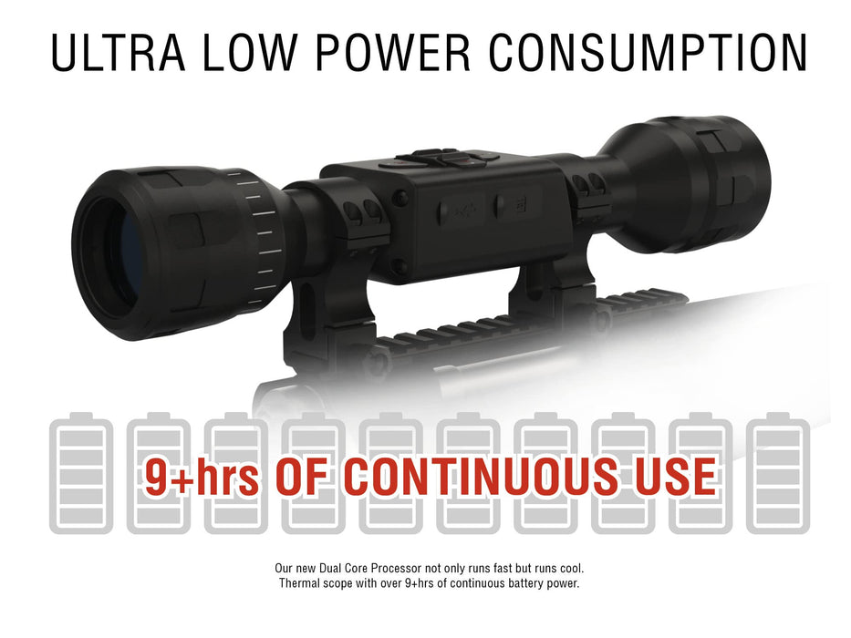 ATN ThOR LTV Ultra Light Thermal Hunting Scope 4K+ 4056x3040 Thermal Sensor, 4K Video Record, One Shot Zero, 10h+ Battery Power (160x120; 3-9x)