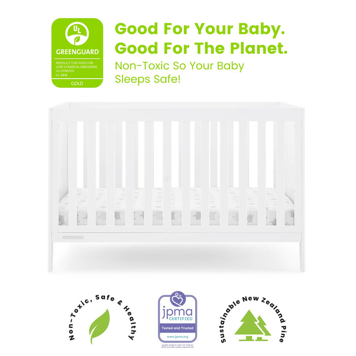 Delta Children Hayes 4-in-1 Convertible Crib - Greenguard Gold Certified, Bianca White