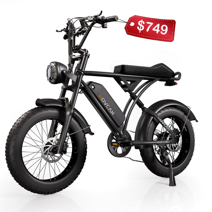 Movcan V60 Electric Bike for Adults, 1000W Motor 30MPH Top Speed 20” Fat Tire Electric Bike, 48V 15.6Ah Removable Battery Ebike, 7-Speed Full Suspension Electric Dirt Bike, Black