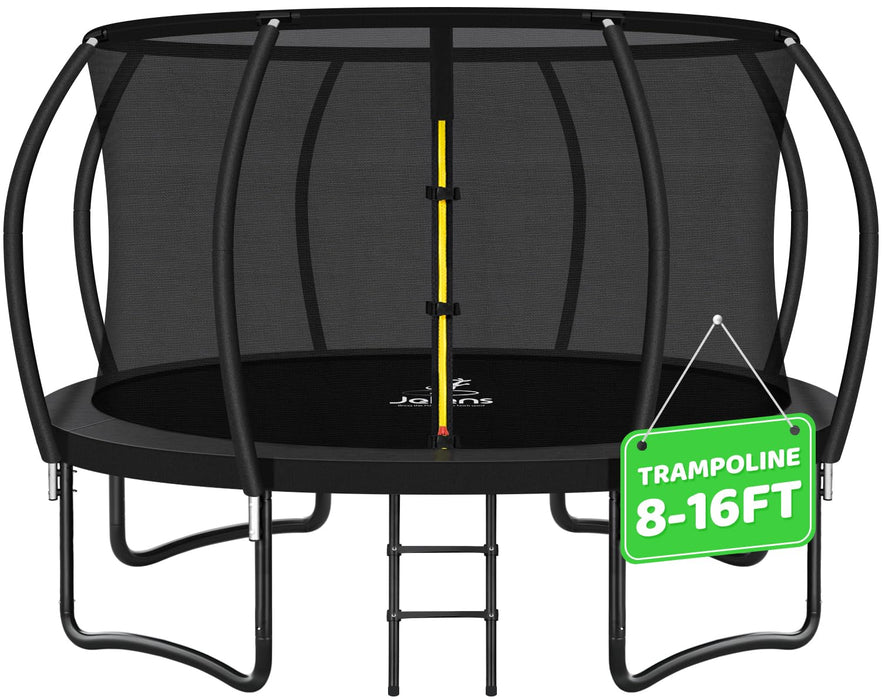 JELENS Trampoline 8FT 10FT 12FT 14FT 16FT, Recreational Trampolines with Enclosure Net and Ladder, Outdoor Anti-Rust Trampolines for Kids and Adults, ASTM Approved (12FT)