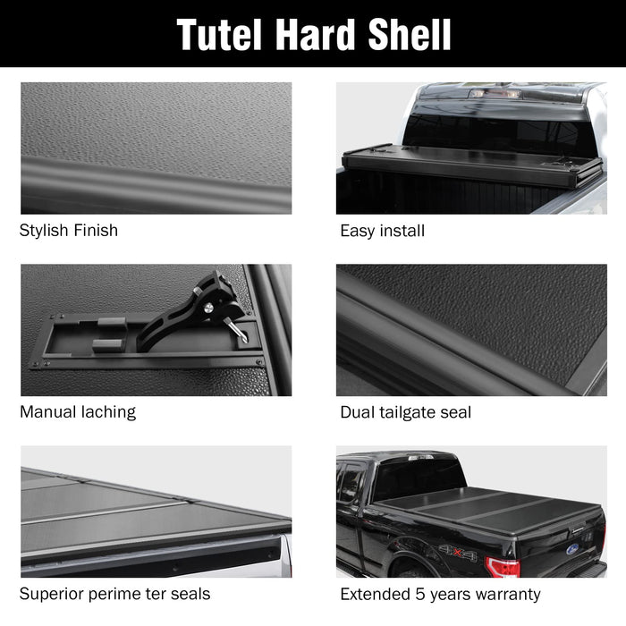 Tutel Hard Shell Folding Truck Bed Tonneau Cover|Fits 2015-2024 Ford F150 5'5"Bed (66")