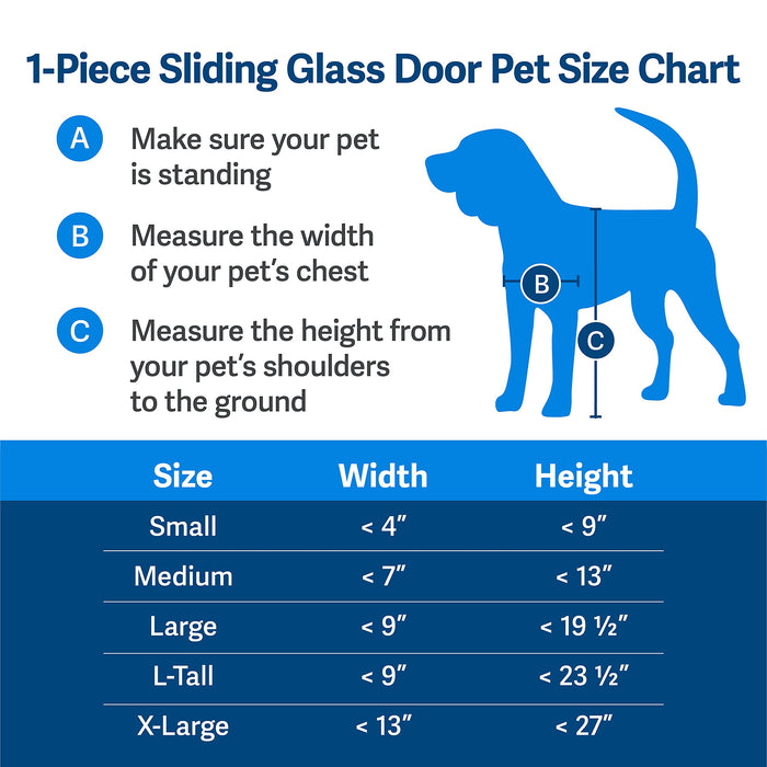 PetSafe 1-Piece Sliding Glass Pet Door for Dogs and Cats - Adjustable Height 75 7/8" to 81"- Large, White, No-Cut DIY Install, Aluminum Patio Panel Insert, Great for Renters or Seasonal Installation