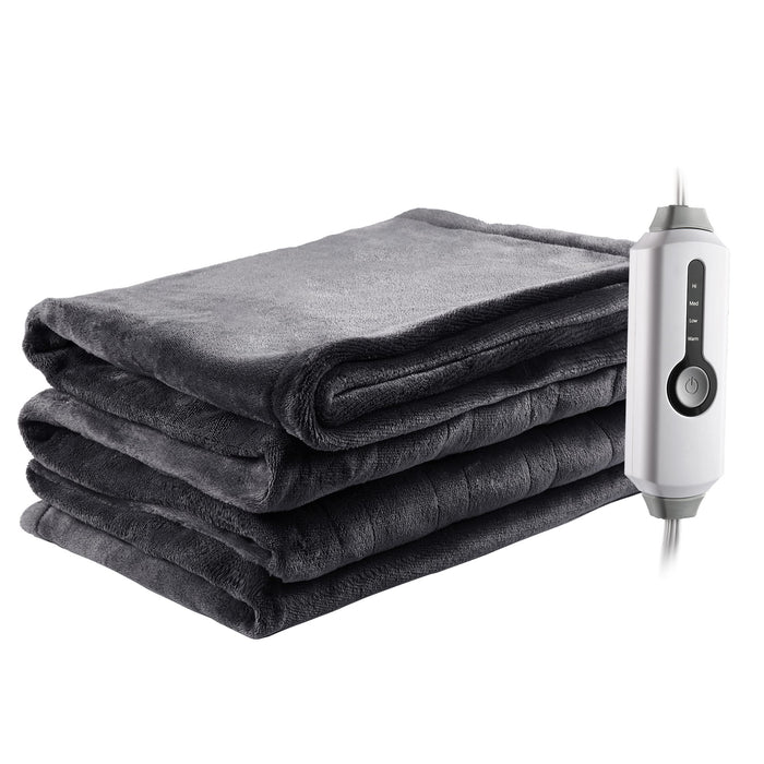 Heated Electric Blanket Full Size 72" x 84" Soft Warm Flannel with 4 Fast Heating Levels & 10 Hours Timer Auto Shutt Off, Heating Warm Blanket for Full Body - Dark Gray