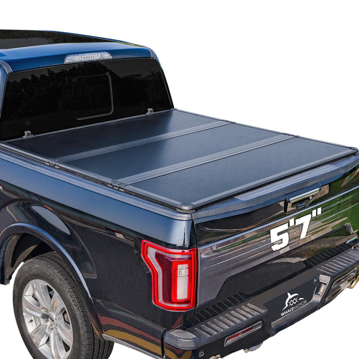 Hard Folding Truck Bed Tonneau Cover Compatiable with Dodge Ram 1500 Classic&New(2009-2024) 5.7 FT Short Box w/o Rambox, Tri Fold Style