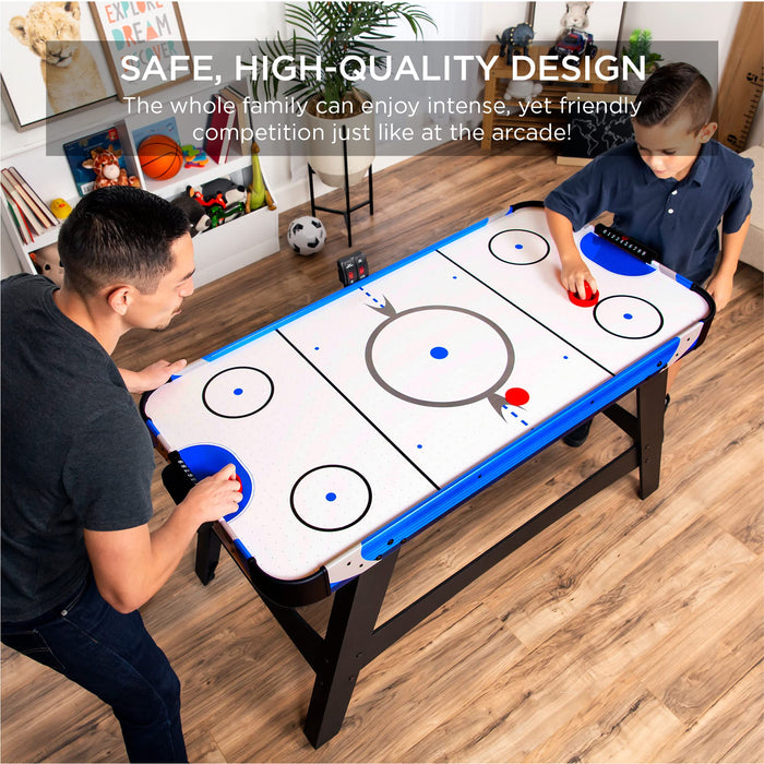 Best Choice Products 58in Mid-Size Arcade Style Air Hockey Table for Game Room, Home, Office w/ 2 Pucks, 2 Pushers, Digital LED Score Board, Powerful 12V Motor, Carrying Bag