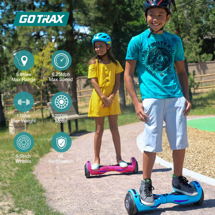 Gotrax NOVA Hoverboard with 6.5" LED Wheels, Max 4.3 Miles & 6.2mph Power by Dual 200W Motor, LED Fender Light/Headlight, UL2272 Certified & 65.52Wh Battery Self Balancing Scooter for 44-176lbs(Black)