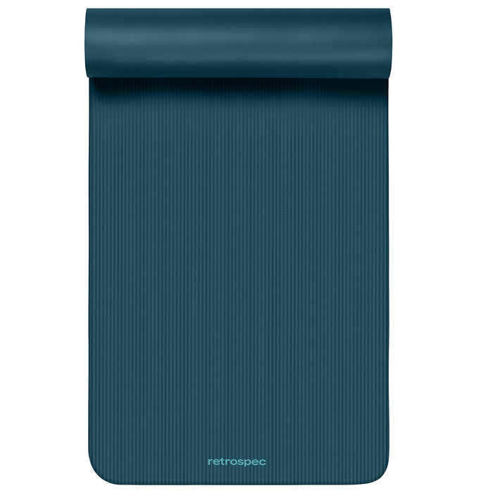 Retrospec Solana Yoga Mat 1" Thick w/Nylon Strap for Men & Women - Non Slip Exercise Mat for Home Yoga, Pilates, Stretching, Floor & Fitness Workouts - Ocean Blue