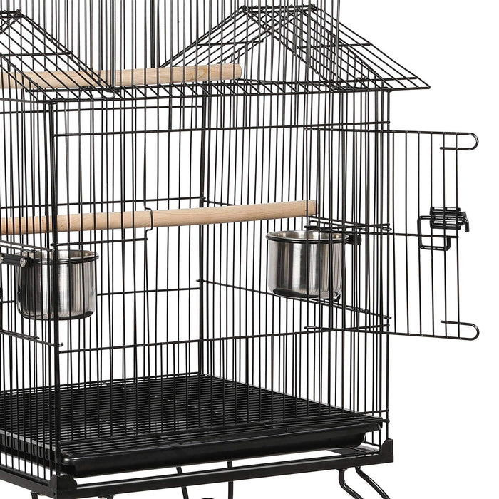 Yaheetech Budgie Cage 55-inch Rolling Standing Triple Roof Medium Parrot Cage Pet Bird Cage with Detachable Stand for Cockatiels Sun Parakeets Green-cheeked Conures Macaw