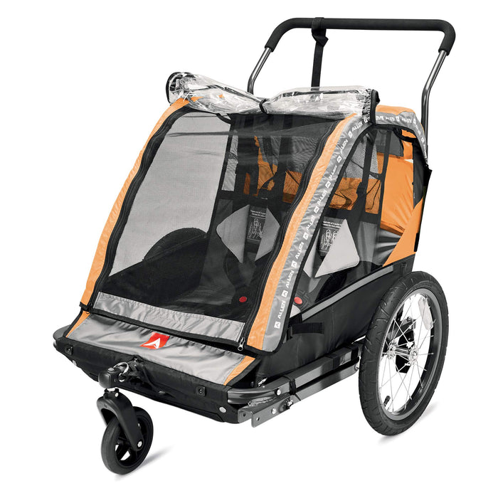 Allen Sports Deluxe Steel 2-Child Bicycle Trailer and Stroller, Model AS2-O, Orange