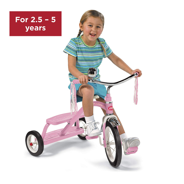 Radio Flyer Classic Pink Dual Deck Tricycle Ride On, 31.5L x 24.5W x 21.5H in.