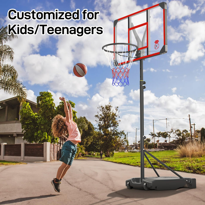 Yohood Kids Basketball Hoop Outdoor 4.82-8.53ft Adjustable, Portable Basketball Hoops & Goals for Kids/Teenagers/Youth in Backyard/Driveway/Indoor, with Enlarged Base and PC Backboard