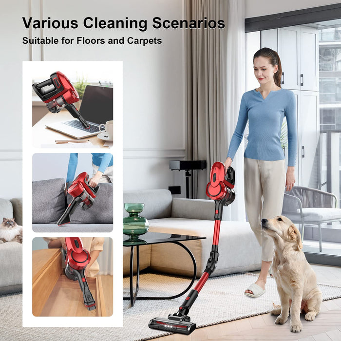 Cordless Stick Vacuum Cleaner Foldable，30KPa/350W Brushless Motor Cordless Vacuum 6 in 1 Multifunction Handheld Vacuum, LED Display, Up to 45 Mins Runtime for Pet Hair/Sofa Gap/Carpet/Hardwood Floor