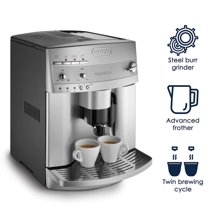 De'Longhi ESAM3300 Magnifica Super Automatic Espresso & Coffee Machine, Silver