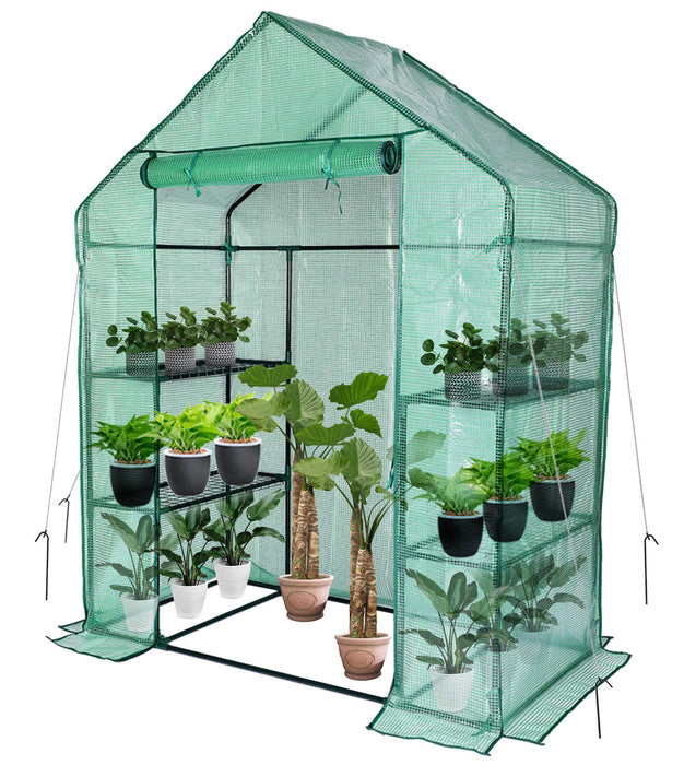 Greenhouse, Portable Mini Walk-in Green House for Outdoors with Roll-up Zipper Door, Anchors, and UV-Resistant Cover