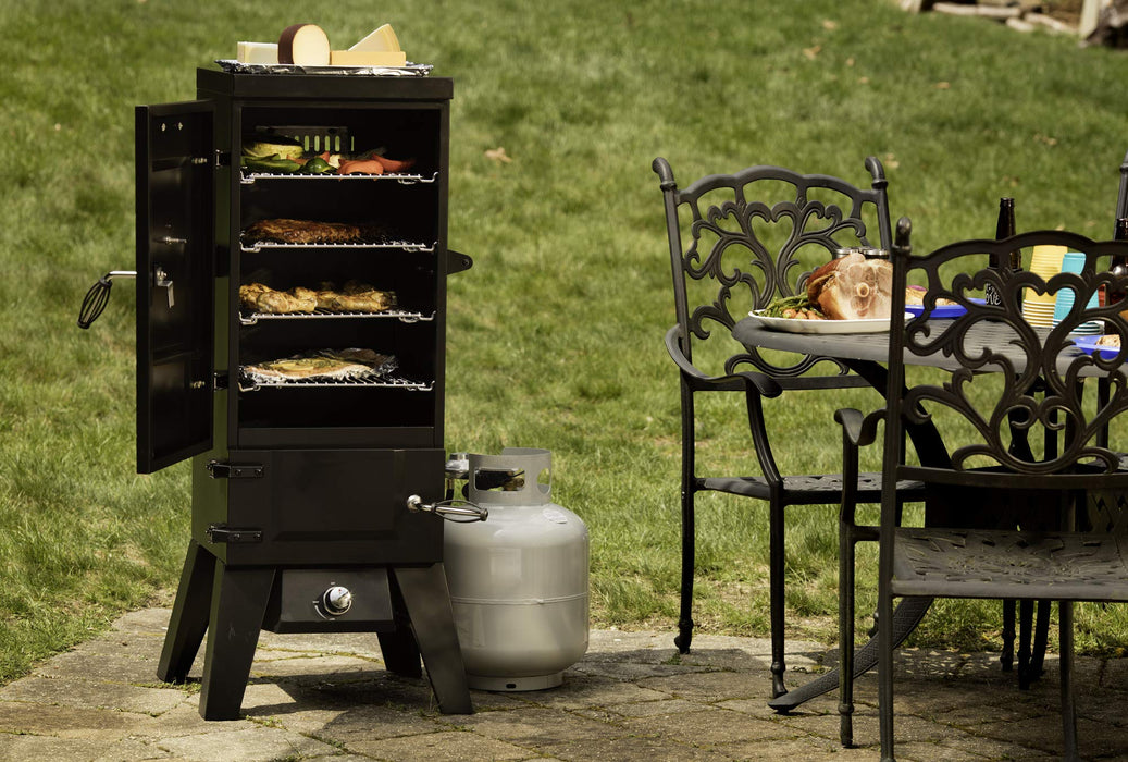 Cuisinart COS-244 Vertical Propane Smoker with Temperature & Smoke Control, Four Removable Shelves, 36", Black