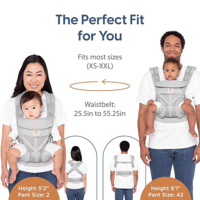 Ergobaby Omni 360 All-Position Baby Carrier for Newborn to Toddler with Lumbar Support & Cool Air Mesh (7-45 Lb), Pearl Grey