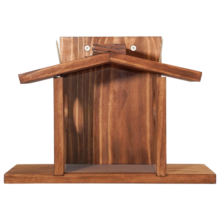 MIXUMON Wood Squirrel Feeder, Squirrel Feeders for Outside Winter, Wooden Chipmunk Feeder for Corn, Peanuts, Durable Box Easy to Fill with Removable Front Panel (Style 2)