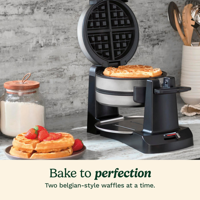 Cuisinart WAF-F40 Double Flip Belgian Waffle Maker, 1400 watts, New Black/Stainless