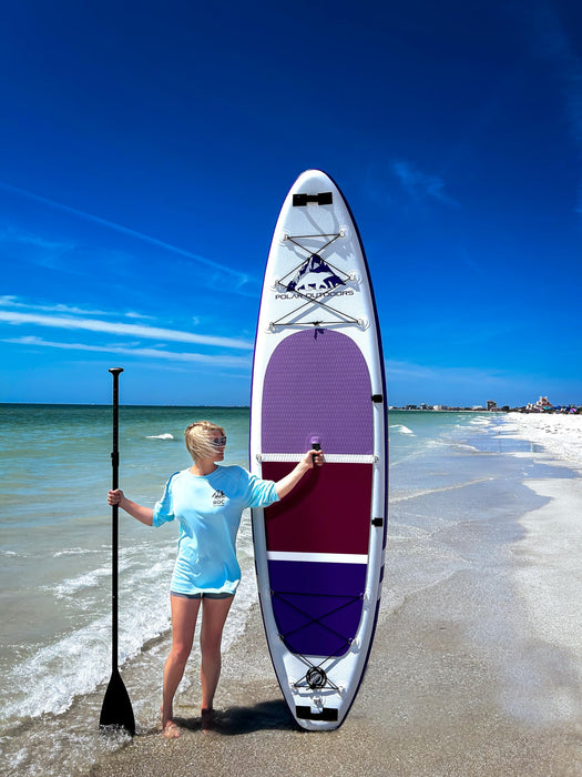 Polar Outdoors by Roc Inflatable Stand Up Paddle Board with Premium SUP Paddle Board Accessories, Wide Stable Design, Non-Slip Comfort Deck for Youth & Adults. (Orchid)