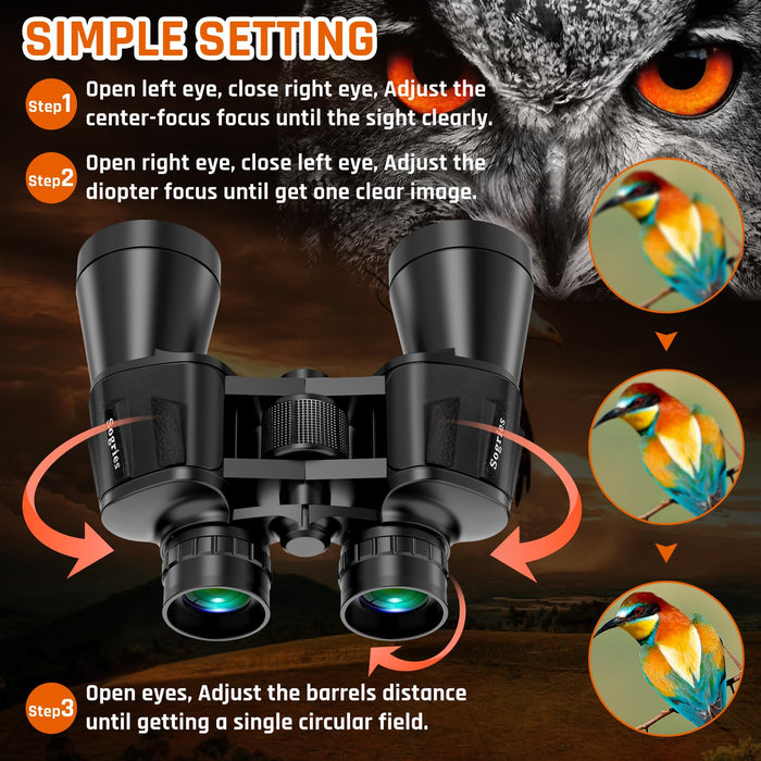 20x50 High Power Binoculars for Adults with Low Light Night Vision,Military Compact HD Professional/Daily Waterproof Binoculars for Bird Watching Hunting/Traveling/Outdoor…